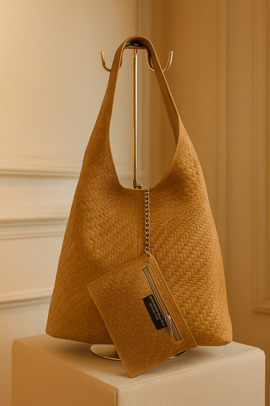 Cartera de cuero italiana auténtica hecha a mano.