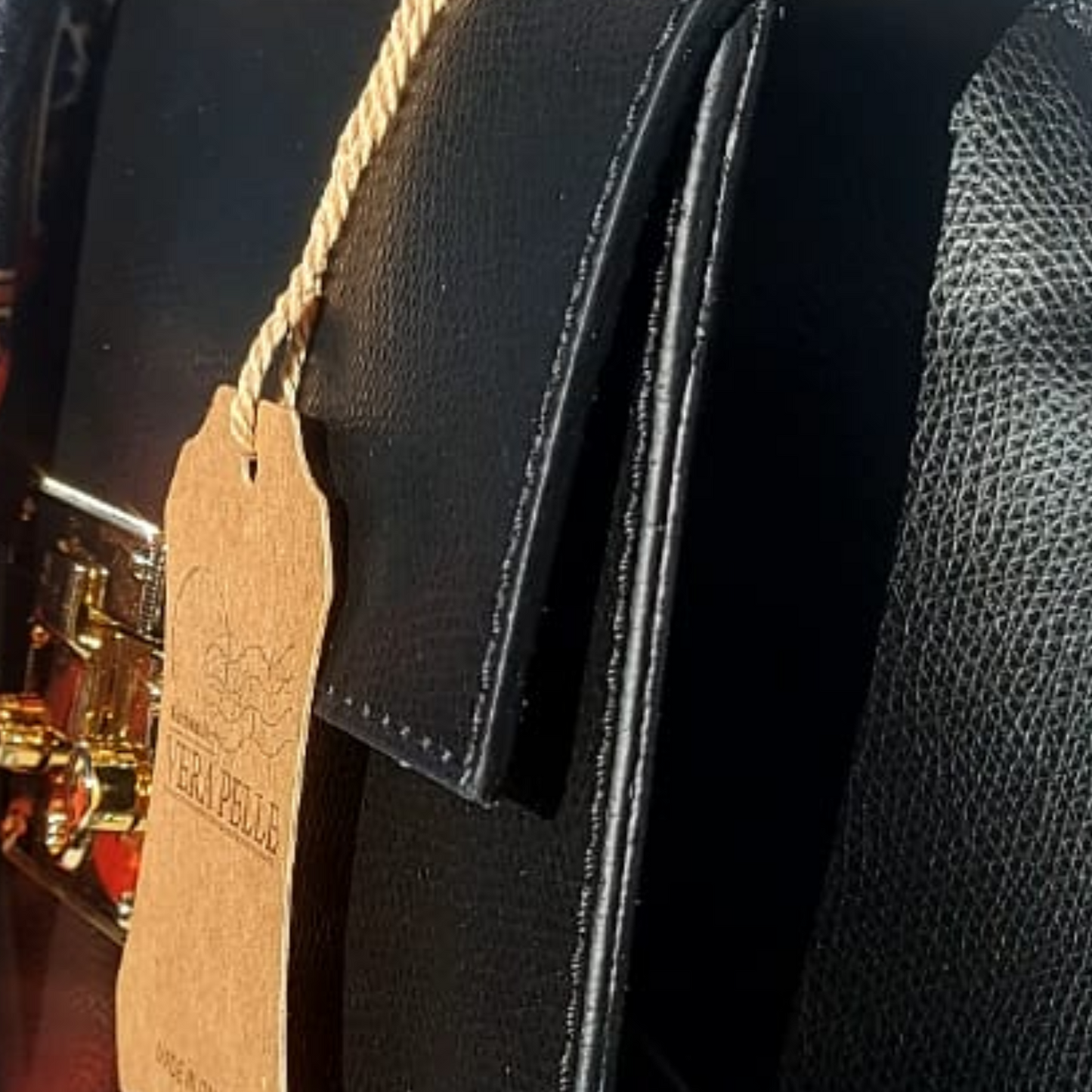 Mini Tote Florence en cuero italiano negro con pañuelo | Rita Firenze