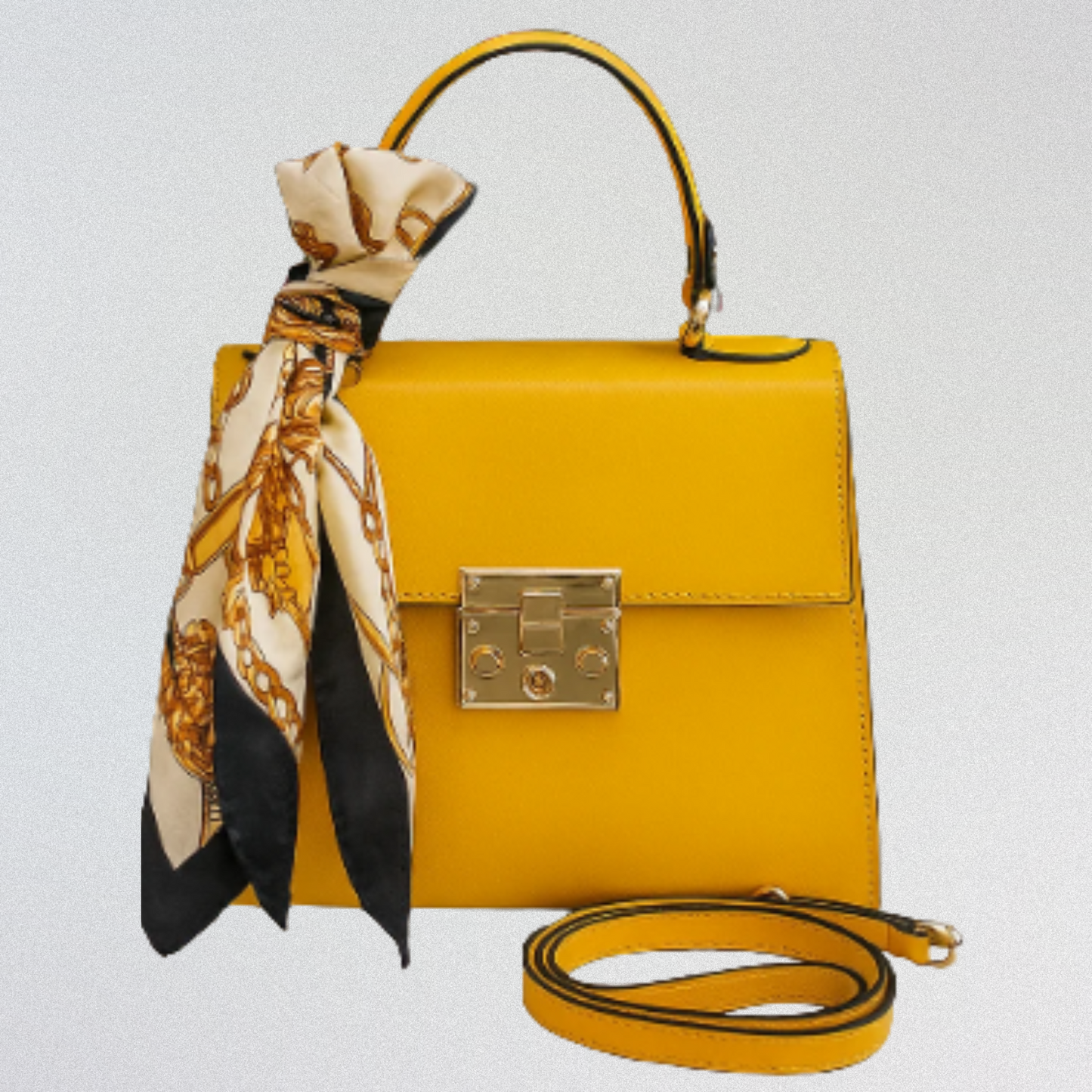 Bella Mini Tote Cuero – Mostaza Real