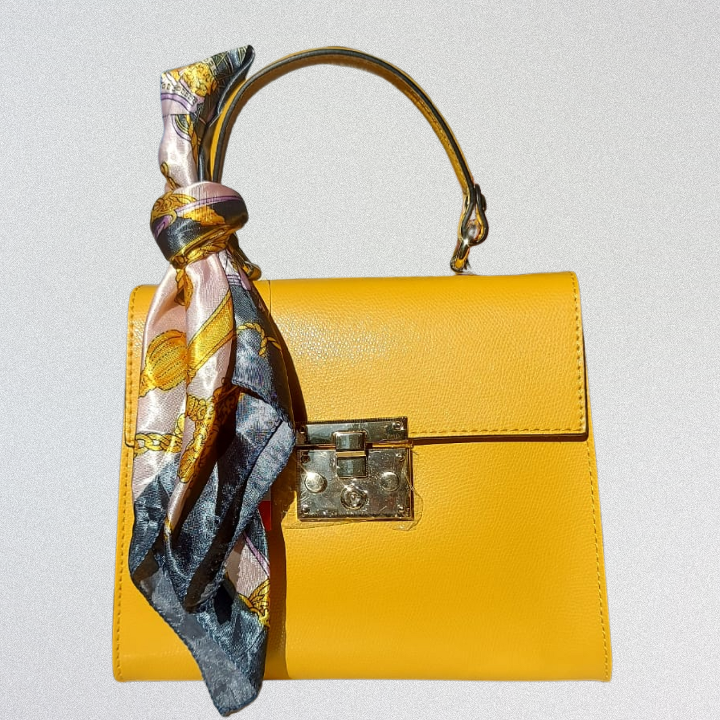 Bella Mini Tote Cuero – Mostaza Real